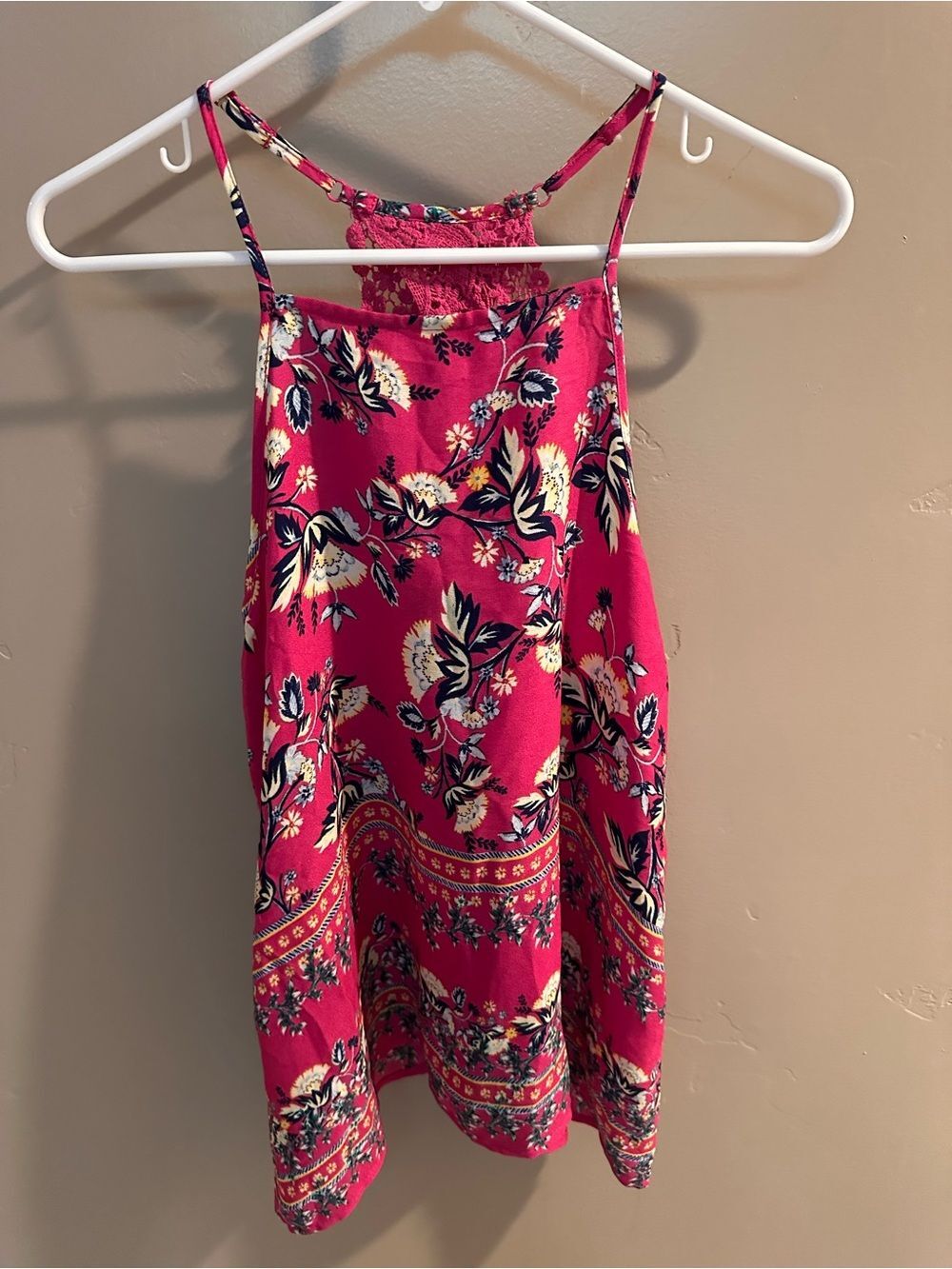 Blue Rain Pink Floral Print Top Size XS NWT
